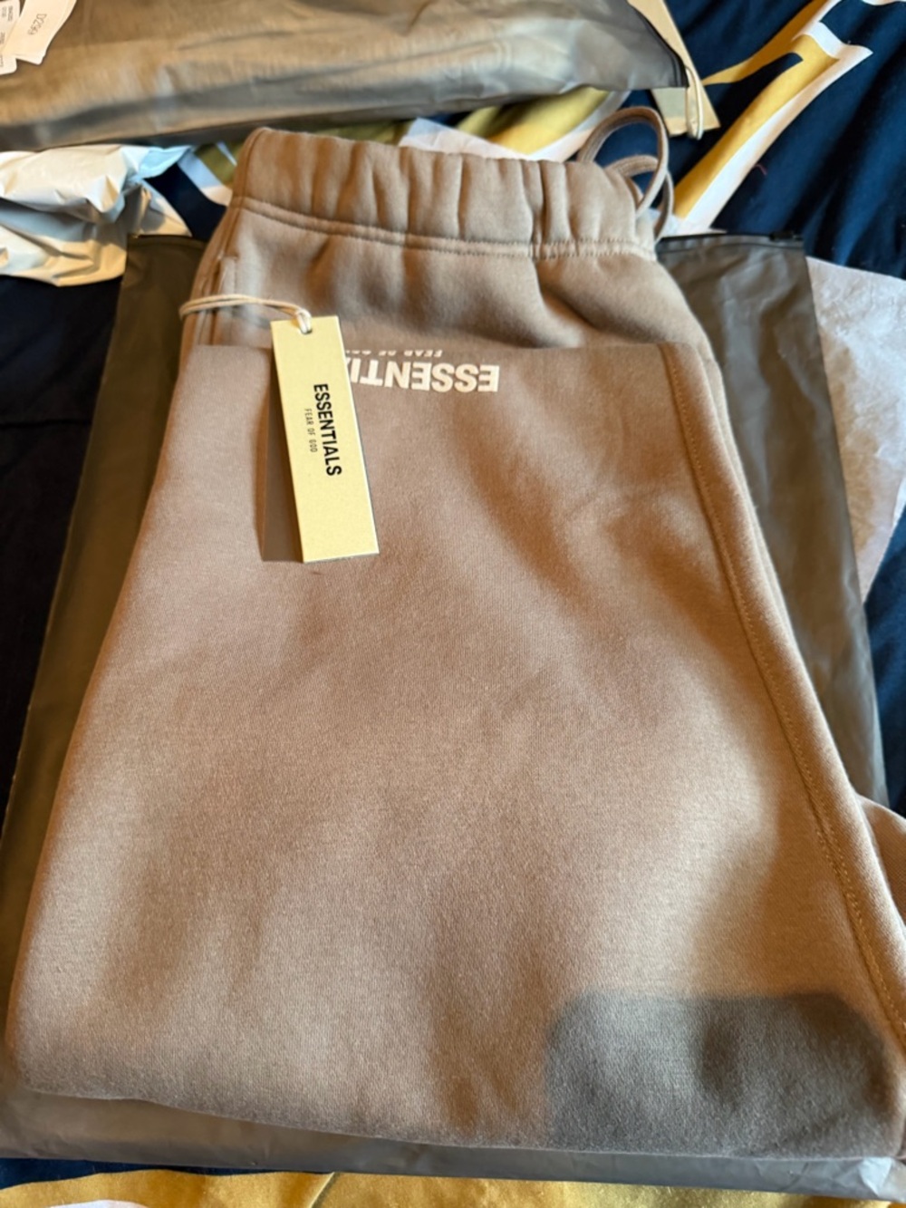 ESSENTIALS Men’s Tan Sweatpants with Subtle Logo